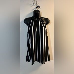 BiBi sheer black and white striped top
